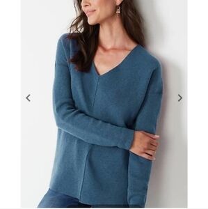 J Jill Majestic V-Neck Sweater Medium Moonlight sky NWT Oversized Boxy